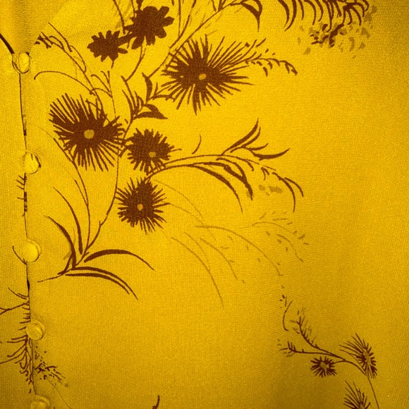 Joie Womens Awilda Floral Goldenrod  100% Silk Elastic Sleeves Blouse XS - Picture 5 of 5